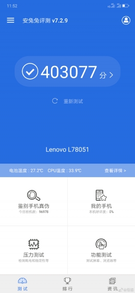 Lenovo показала впечатляющие результаты Z6 Pro в AnTuTu