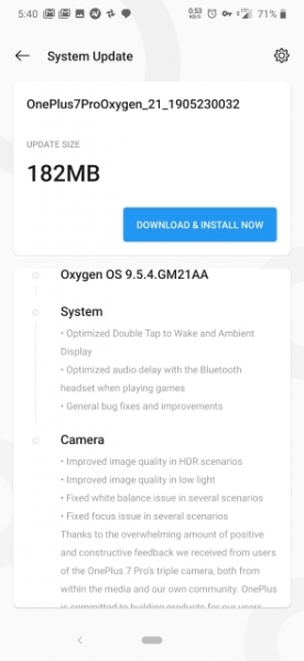OxygenOS 9.5.4/5 для OnePlus 7 Pro: работа над ошибками и улучшенная камера