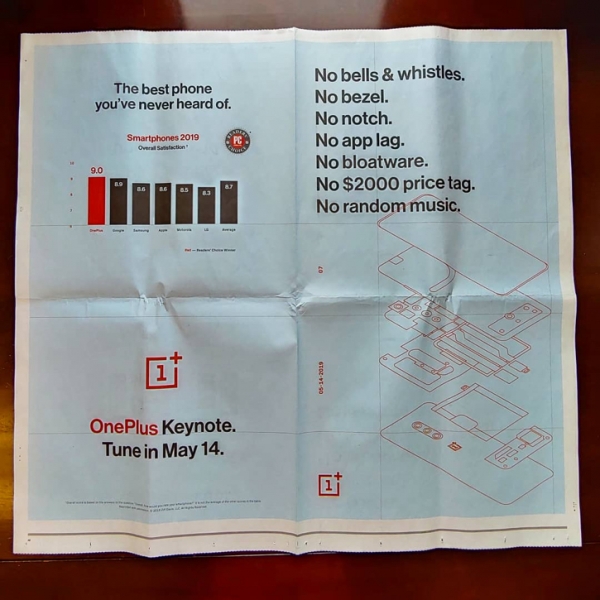 OnePlus 7 Pro тизерят в NY Times: подтверждена выдвижная фронталка