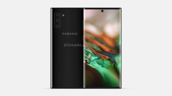 Samsung Galaxy Note 10 появился на рендерах с тройной камерой, отверстием в экране и без разъёма для наушников